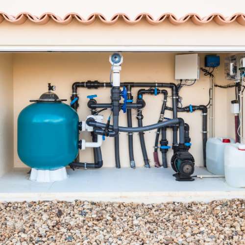 photo of traditional filtration system for swimming pool