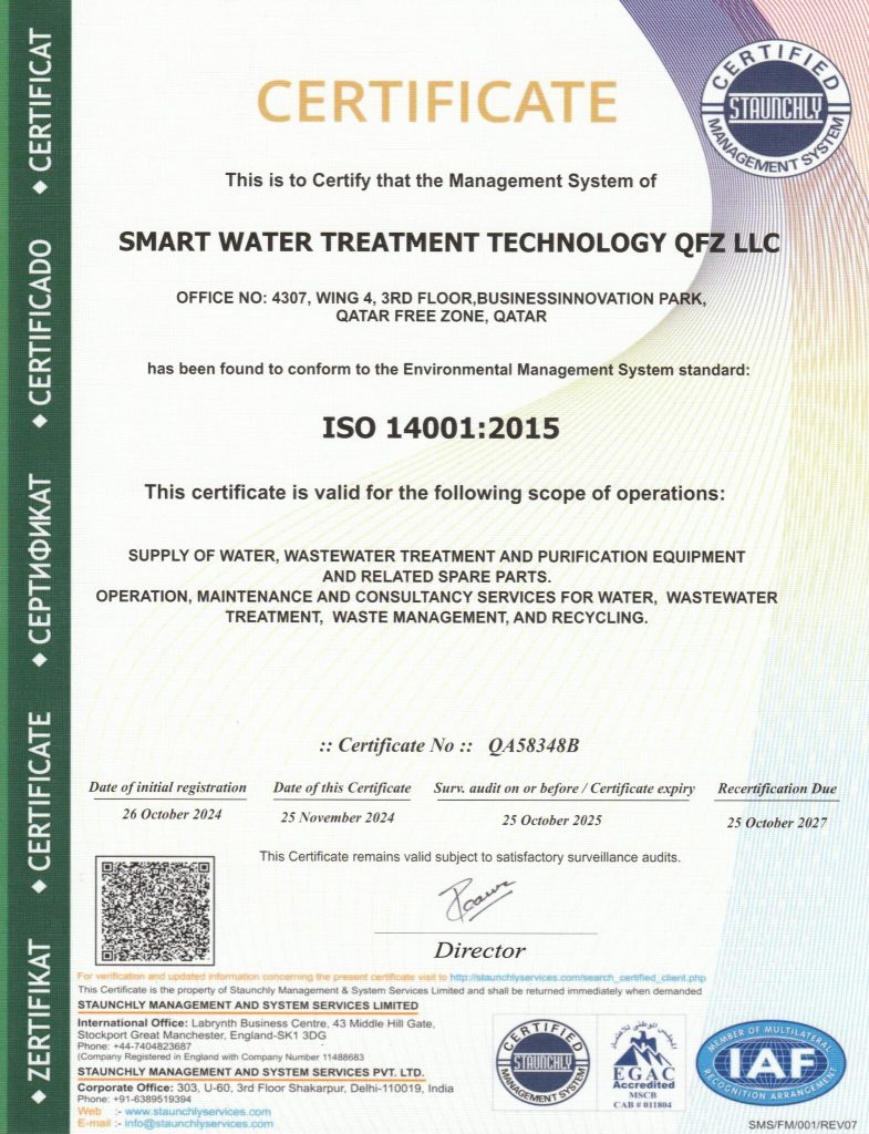 Copy of smart water ISO14001 certificate