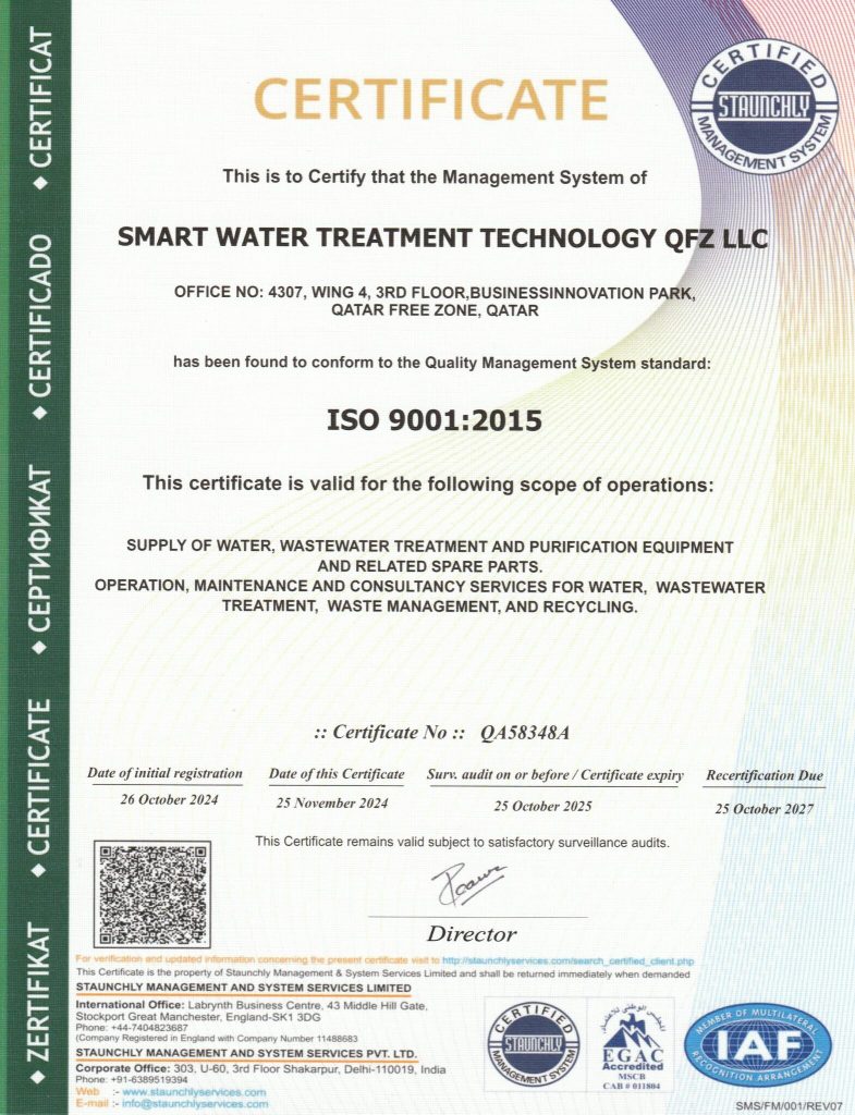 Copy of smart water ISO9001 certificate